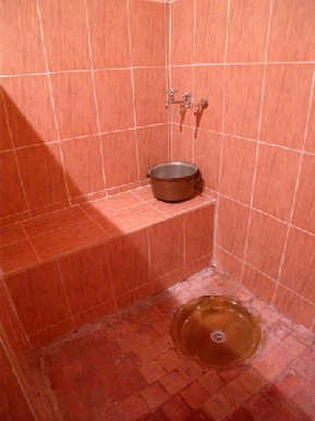 Traditional Moroccan shower in El Khorbat, near Tinghir.