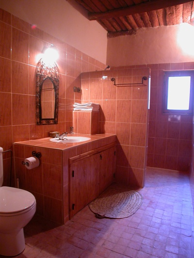 Bathroom in guest house Ksar El Khorbat, near Tinghir in Southern Morocco.