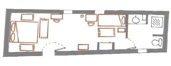 Plan de la chambre Taghia dans le Gîte El Khorbat.