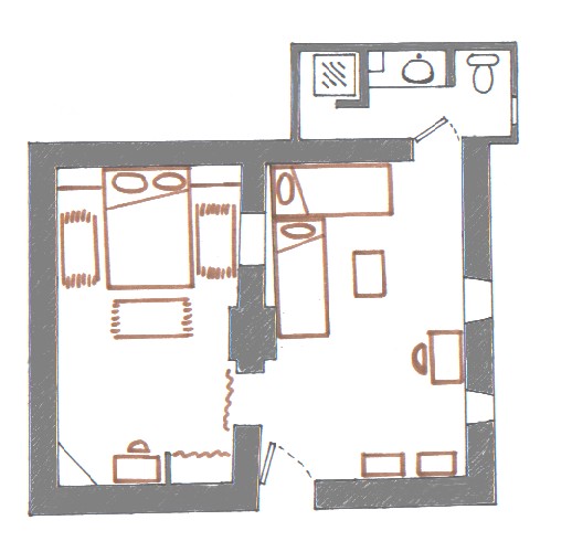 Plan d'une chambre du Gîte El Khorbat, vallée du Todra.