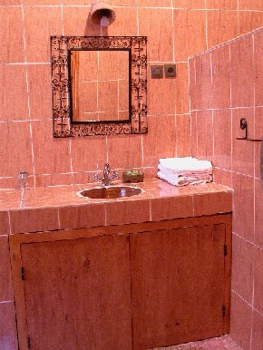 Bathroom of guest house into Ksar El Khorbat, near Tinghir in Southern Morocco