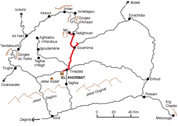 Mapa de l’excursió a Goulmima i la vall del Gheris.