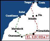 Carte du Maroc pour arriver à El Khorbat.