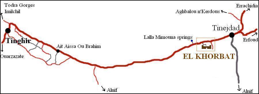 Map of Tinghir, Tinejdad and El Khorbat area.