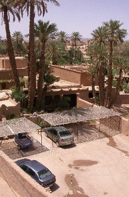 Parking of Guesthouse El Khorbat, south Morocco.