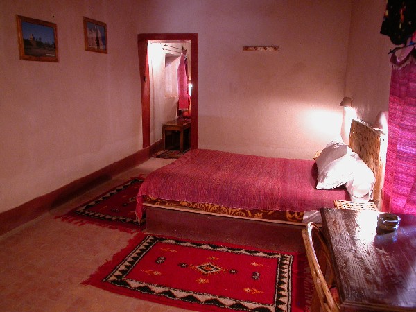 Room into the guesthouse Ksar El Khorbat, near Tinghir in Southern Morocco.