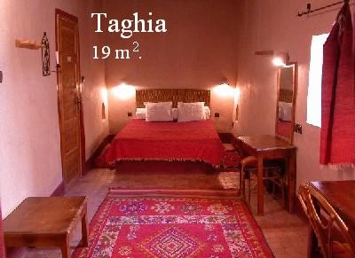 Habitación Taghia dentro del ksar El Khorbat, Marruecos.