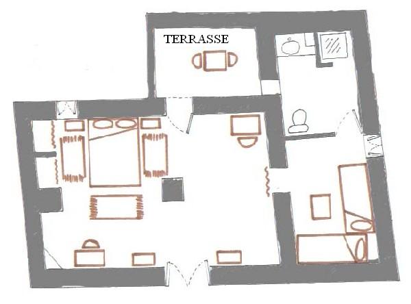 Plano de una suite en El Khorbat, cerca de Tinerhir.