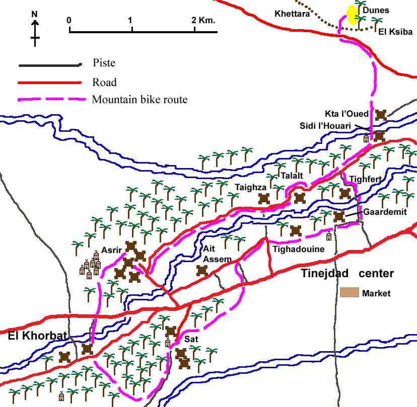 Map of the palm-grove of Ferkla, Tinejdad, Morocco.